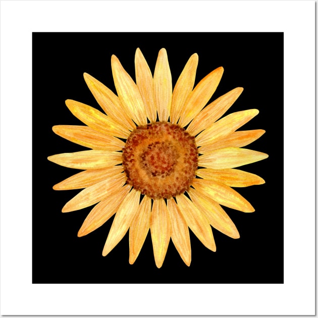 Watercolor sunflower illustration Wall Art by Ieva Li ART